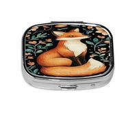 Fox Fall Forest Pattern Pill Case Pill Box Travel Pill Organizer Small Square Medicine Box for Purse & Pocket Gifts