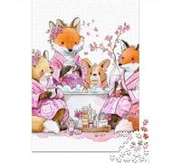 Fox Family Bath Time Jigsaw Puzzles Puzzle for Adults Kids. 1000 Piece Impossible Challenge Toy Educational Game Home Decoration for Adults& Kids Age 14 Years Up 52x38cm/1000pcs