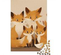 Fox Family Illustration-2 Jigsaw Puzzles Puzzle for Adults Kids. 1000 Piece Whimsical Challenge Toy Educational Game Home Decoration for Educational Games Gifts 52x38cm/1000pcs