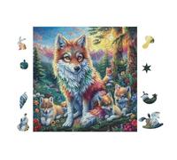 Fox Family Mountain 100 Pieces Set Classic Jigsaw Puzzle Teen Fans 14-18 Yrs Logic Skill Leisure Adventure Valentines Gift Eco-friendly Recycled Cardboard 28x28cm