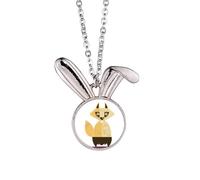 fox fear halloween happy Rabbit Necklace Pendant Bunny Animal Jewelry Gift