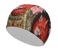 Fox Fern Bloom Swim Cap High Elasticity Anti Slip Waterproof Comfortable Swim Hat Bathing Cap for Men Women