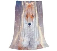 Red Fox is Pretty in Winter Forest Throw Blanket Soft Fleece Lightweight Warm Cozy Plush Novelty Blankets for Bed Couch Sofa 60X50 inches