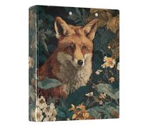 Fox Floral Leaves Dark Blue 3 - Ring Binders with 1.57" Round Rings Fit 200 Sheets of 8.5x11 Inches Paper for Meeting Classroom Home School Office, 12.4x10.63x2.36 Inches