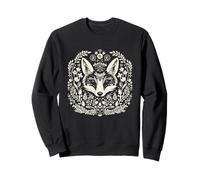 Fox Floral Mandala Line Art Nature Animal Design Sweatshirt
