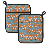 Fox Florals Pot Holders with Pockets Kitchen Hot Pads 2 Piece Heat Resistant Potholder Cotton Lining Pot Holders Oven Mitts for Men Women Cooking Baking