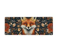 Fox Flower Bed Mouse Pad In Big Extended Non-Slip Rubber Base Mousepad With Stitched Edges Gaming Pc Desktop Large Mouse Pad 11.8x31.5