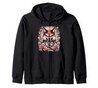 Fox Flower Pattern Floral Animal Aggro Fable Teeth Zip Hoodie