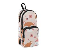 Fox Flower Pencil Case, Big Capacity Pen Bag with Compartment Students Schoolbag Shape Stationery Organizer Pencil Pouch Marker Case for School Office Work