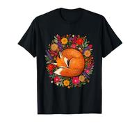 Fox Flower Wreath Wild Animal Woodland Wilderness T-Shirt