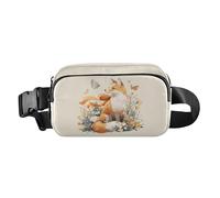 Fox Flowers Beige Fanny Pack for Women Men Crossbody Belt Bag Fashion Waist Packs Purse with Adjustable Strap Bumbags for Workout Travel Outdoors