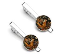 Fox Flowers Man Tie Clip 2Pcs Tie Bar Clip Set Men's Accessories Fit Wedding Anniversary Business