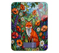 Fox Flowers Stained Glass waterproof small kitchen scales for food 11lb/0 18oz 5kg/5g digital small scale with 4 unit for Cooking Cooking (Batteries not Included)