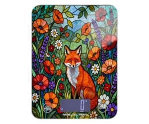 Fox Flowers Stained Glass waterproof small kitchen scales for food 11lb/0 18oz 5kg/5g digital small scale with 4 unit for Cooking Cooking (Batteries not Included)
