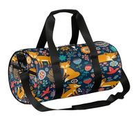Fox Flroal Sports Gym Bag Duffel Bags Workout Lightweight Shoulder Weekender Bag Travel Duffel Bag for Men Women(Cartoon Fox), Fox Flroal, 17.6(L) x 9(W) x 9(H) inch