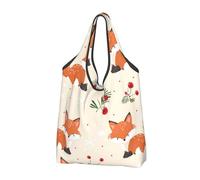 Fox Foldable Shopping Bag Reusable Grocery Bags Snowflake Portable Travel Pounch for Camping Daily Use Household Outdoors
