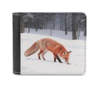 Fox Foraging in The Snow Bifold Wallet for Men & Women,Small Wallets Secure And Durable,Front Pocket Wallet for Gift
