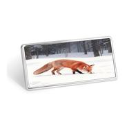 Fox Foraging in The Snow Stainless Steel Name Plate with Pin,Durable Personalized Name Tags,Name Badge for Business Work Lable Sign 1.4 * 2.8 in