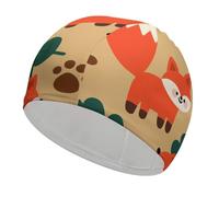 Fox Forest Leaf Swim Cap High Elasticity Anti Slip Waterproof Comfortable Swim Hat Bathing Cap for Men Women