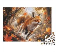 Fox Forest Leaves 1000pcs Mini Puzzle For Adults Challenging | 52x38cm Cardboard Living Room Decor Durable Structure Birthday Gift Stress Relief