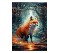 Fox Forest Stream 1000pcs Mini Puzzle For Family Birthday Gift | 70x50cm Cardboard Living Room Decor Durable Structure Birthday Gift Anxiety Relief