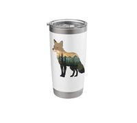 Fox Forest Sunset Nature Scene Landscape Wildlife Silhouette Stainless Steel Insulated Tumbler