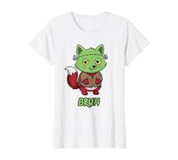Fox Frankenstein Bruh Halloween Value Graphic T-Shirt, Women, White, S