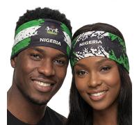 Fox & Fury World Reversible 2-in-1 Double Sided Flag Headband - 2026 Soccer Cup Sports Gear USA Mexico Germany Haiti & 25+ Teams - Non Slip Athletic Sweatband Gym Running Men Women (Nigeria)