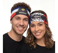 Fox & Fury World Reversible 2-in-1 Double Sided Flag Headband - 2026 Soccer Cup Sports Gear USA Mexico Germany Haiti & 25+ Teams - Non Slip Athletic Sweatband Gym Running Men Women (France)