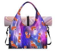 Fox Galaxy Nebula Sports Duffle Bag with Shoe Compartment Night Galaxy Weekend Overnight Bags Tote Cabin Luggage Bag for Gym Yoga Travel