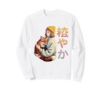 穏やか Fox Girl Hug Cozy Japanese Aesthetic Sweatshirt