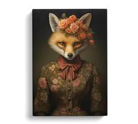 Fox Gothic Art Canvas Print | Gallery Wrapped 30mm Frame Wall Art | 30x20 inches | Ready to Hang | Contemporary Animals Picture | Living Room Bedroom Lounge Office