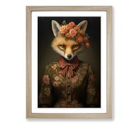 Fox Gothic Framed Print | A2 Oak Framed Wall Art | Ready to Hang | Modern Animal Picture | Living Room Bedroom Lounge Office