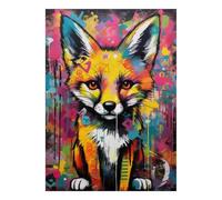 Fox Graffiti Color 1000 Piece Mini Jigsaw Puzzle For Adults Home Decor | 38x26cm Cardboard Puzzle Lovers Family Bonding Puzzle Game Birthday Gift Home Decor