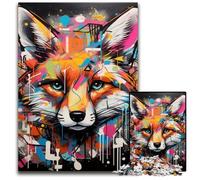 Fox Graffiti JigsawPuzzle 1000 Pieces for Adults Challenging Puzzles Challenging DIY Brain Teaser for Teenagers 50x75CM/19.68x29.52inch