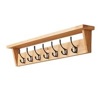 Fox & Grain Solid Oak Coat Rack with Shelf and 7 Double Hooks