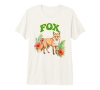 Fox Groovy Floral Fox Watercolor Boho Fox Premium T-Shirt