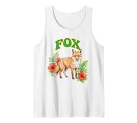 Fox Groovy Floral Fox Watercolor Boho Fox Tank Top