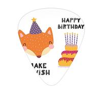 Fox Guitar Picks 12 Pack Universal ABS Guitar Picks,Fox in a Birthday Hat Happy Birthday Make a Wish Lettering Occasion Theme Cartoon,for Acoustic and Electric Guitar