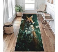 Fox Hallway Runner Rug 60 x 300 cm Long Washable, Daisy Flower Carpet Runner Rugs Non Slip, Kitchen Entryway Hall Bedroom Decor, Soft Low Pile iJ&B169