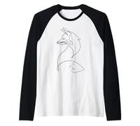 Fox Hand Drawn One Line Art Drawing Drawing Raglan Baseball Tee