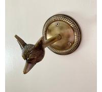 Fox Head Antique Brass Curtain Hook