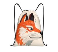 Fox Head Cartoon String Bag Portable Gym Bag Durable Backpack For Trainer Hiking Swim 36X42Cm