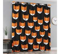 Fox Head Curtains 95% Blackout, Cartoon Fox Patterned Curtains for Living Room Bedroom, 63 Drop Eyelet Thermal Drapes Home Decor, 52x63 Inch 2 Panels X&-189