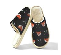 Fox Head Slippers for Women Men, Fox Arrow Memory Foam House Shoes S