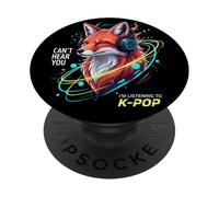 Fox Headphones K-Pop Music Lover Funny PopSockets Adhesive PopGrip
