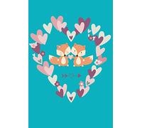 Fox Heart Journal: Wide Ruled Lined (6 X 9) Two Cute Animals with Flower Hearts