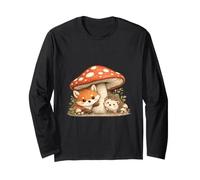 Fox Hedgehog Mushroom Cottagecore Forest Animal Kids Long Sleeve T-Shirt