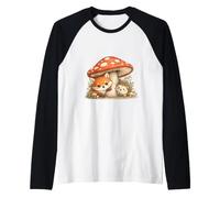 Fox Hedgehog Mushroom Cottagecore Forest Animal Kids Raglan Baseball Tee
