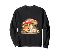 Fox Hedgehog Mushroom Cottagecore Forest Animal Kids Sweatshirt